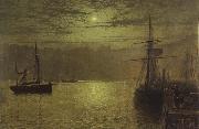 Atkinson Grimshaw Lights in the Harbour oil painting reproduction